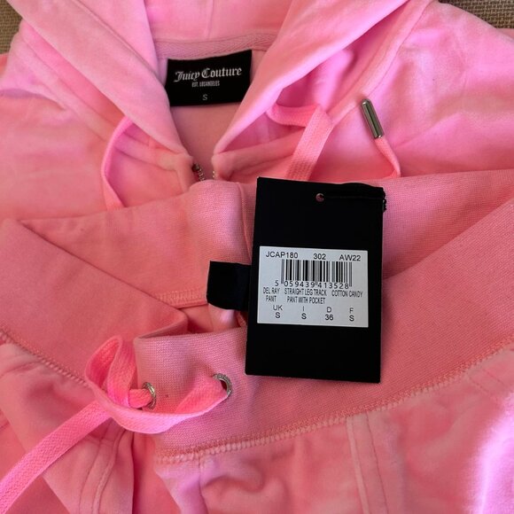 NWT Y2K Juicy Couture Velour Tracksuit Hoodie & Pants Set Small Pink Rhinestone - Picture 8 of 10